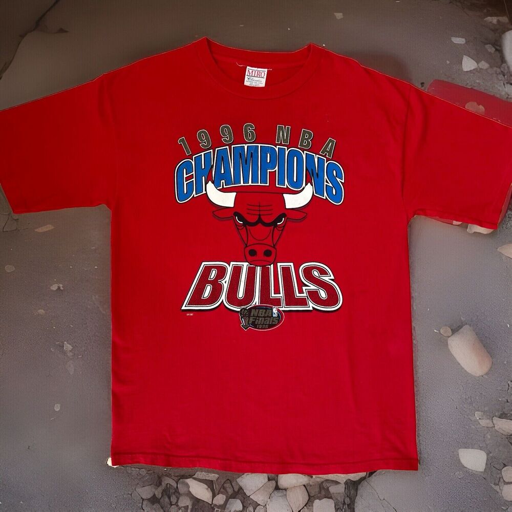 Vintage Chicago Bulls Shirt XL Red 1996 NBA Finals Champs Miro Michael Jordan